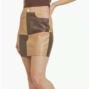 All In Favor Colorblock Faux Leather Miniskirt NWT size small